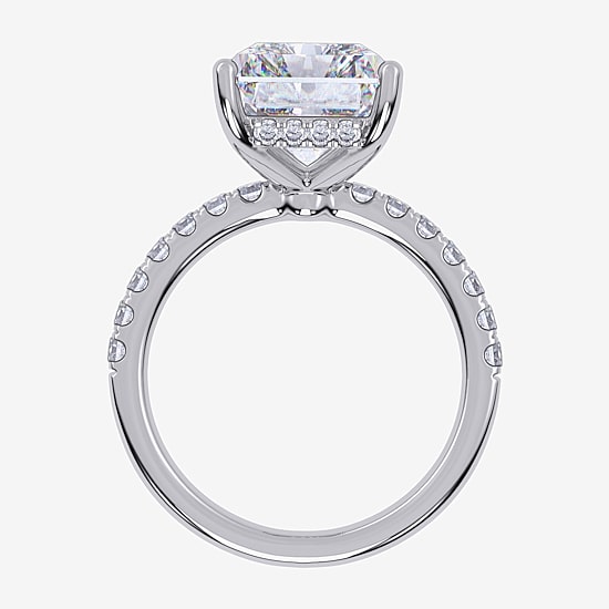 Signature By Modern Bride (F-G / Vs2-Si1) Womens 5 1/2 CT. T.W. Lab Grown White Diamond 10K Gold Rectangular Side Stone Engagement Ring