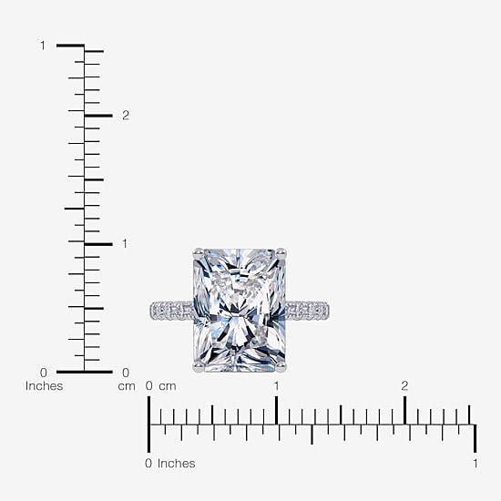Signature By Modern Bride (F-G / Vs2-Si1) Womens 5 1/2 CT. T.W. Lab Grown White Diamond 10K Gold Rectangular Side Stone Engagement Ring
