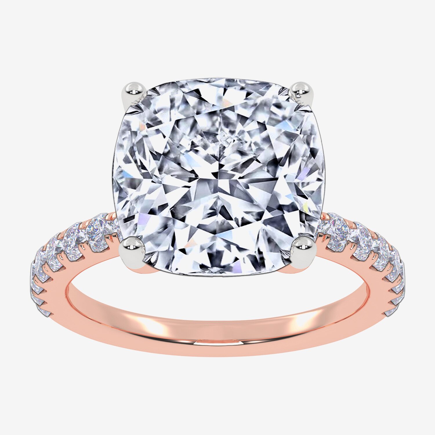 Signature By Modern Bride (F-G / Vs2-Si1) Womens 3 1/2 CT. T.W Lab Grown White Diamond 10K Gold Cushion Side Stone Engagement Ring