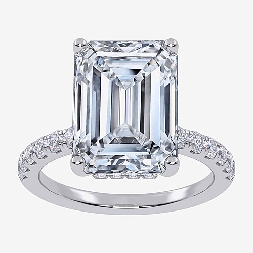 Signature By Modern Bride (F-G / Vs2-Si1) Womens 3 1/2 CT. T.W Lab Grown White Diamond 14K Gold Side Stone Engagement Ring, 9, White