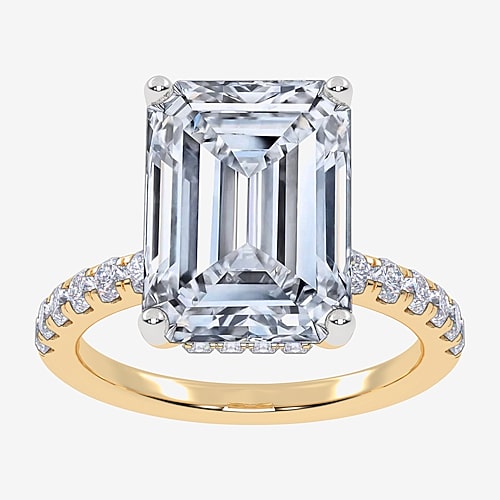 Signature By Modern Bride (F-G / Vs2-Si1) Womens 3 1/2 CT. T.W Lab Grown White Diamond 14K Gold Side Stone Engagement Ring, 7, Yellow
