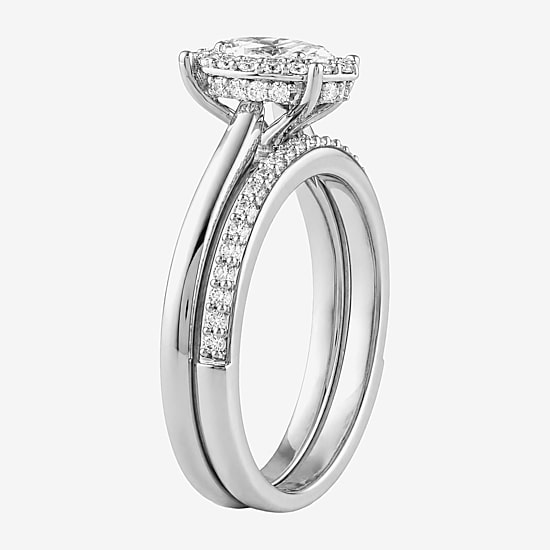 Surrounded by Love (H / I1-I2) Womens 3/4 CT. T.W. Lab Grown White Diamond Sterling Silver Marquise Halo Bridal Set