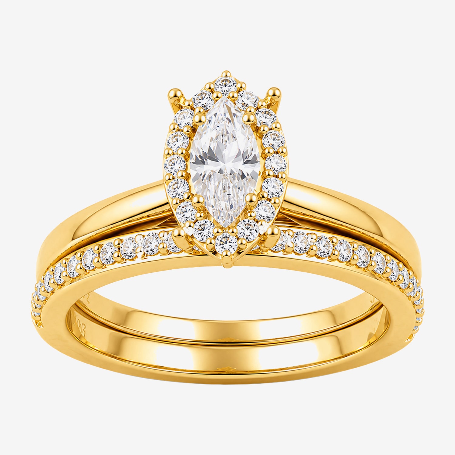 (H / I1-I2) Womens 3/4 CT. T.W. Lab Grown White Diamond Sterling Silver Marquise Halo Bridal Set