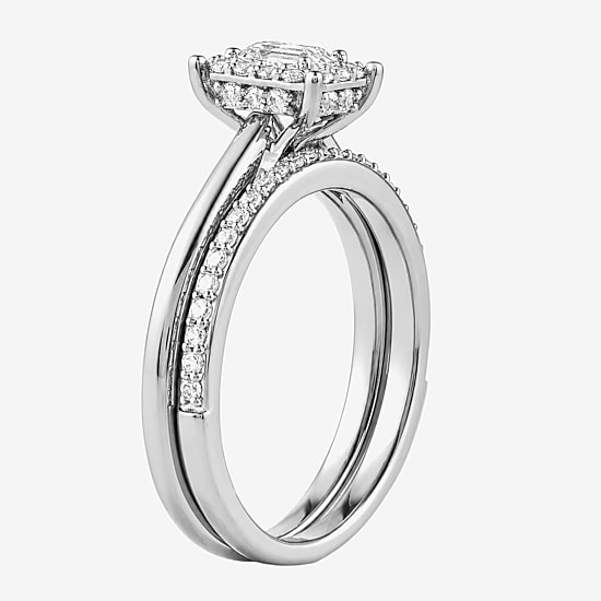 Surrounded by Love (H / I1-I2) Womens 3/4 CT. T.W. Lab Grown White Diamond Sterling Silver Halo Bridal Set