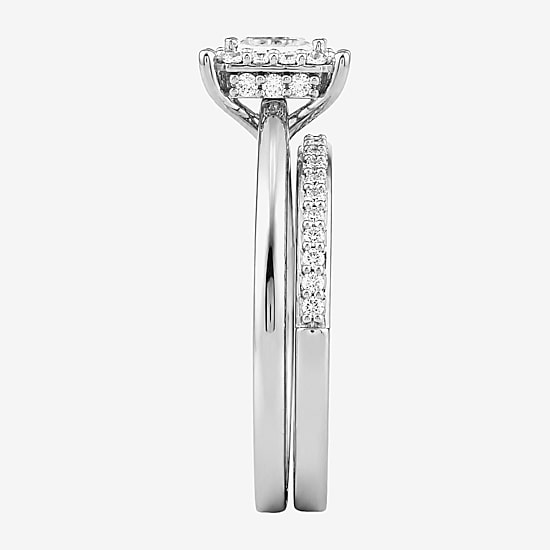 Surrounded by Love (H / I1-I2) Womens 3/4 CT. T.W. Lab Grown White Diamond Sterling Silver Halo Bridal Set