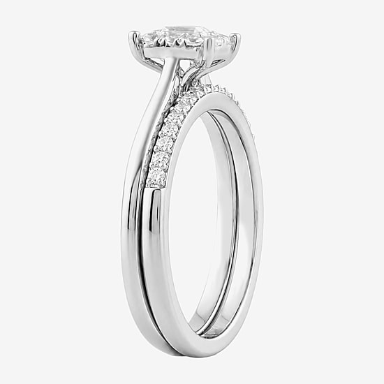 Surrounded by Love (H / I1-I2) Womens 1/2 CT. T.W. Lab Grown White Diamond Sterling Silver Halo Bridal Set