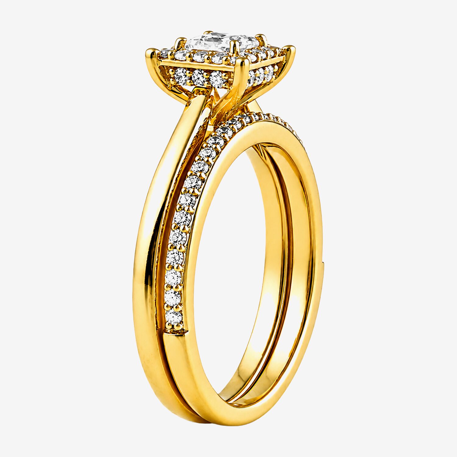 H / I1-I2) Womens 3/4 CT. T.W. Lab Grown White Diamond Sterling Silver Halo Bridal Set