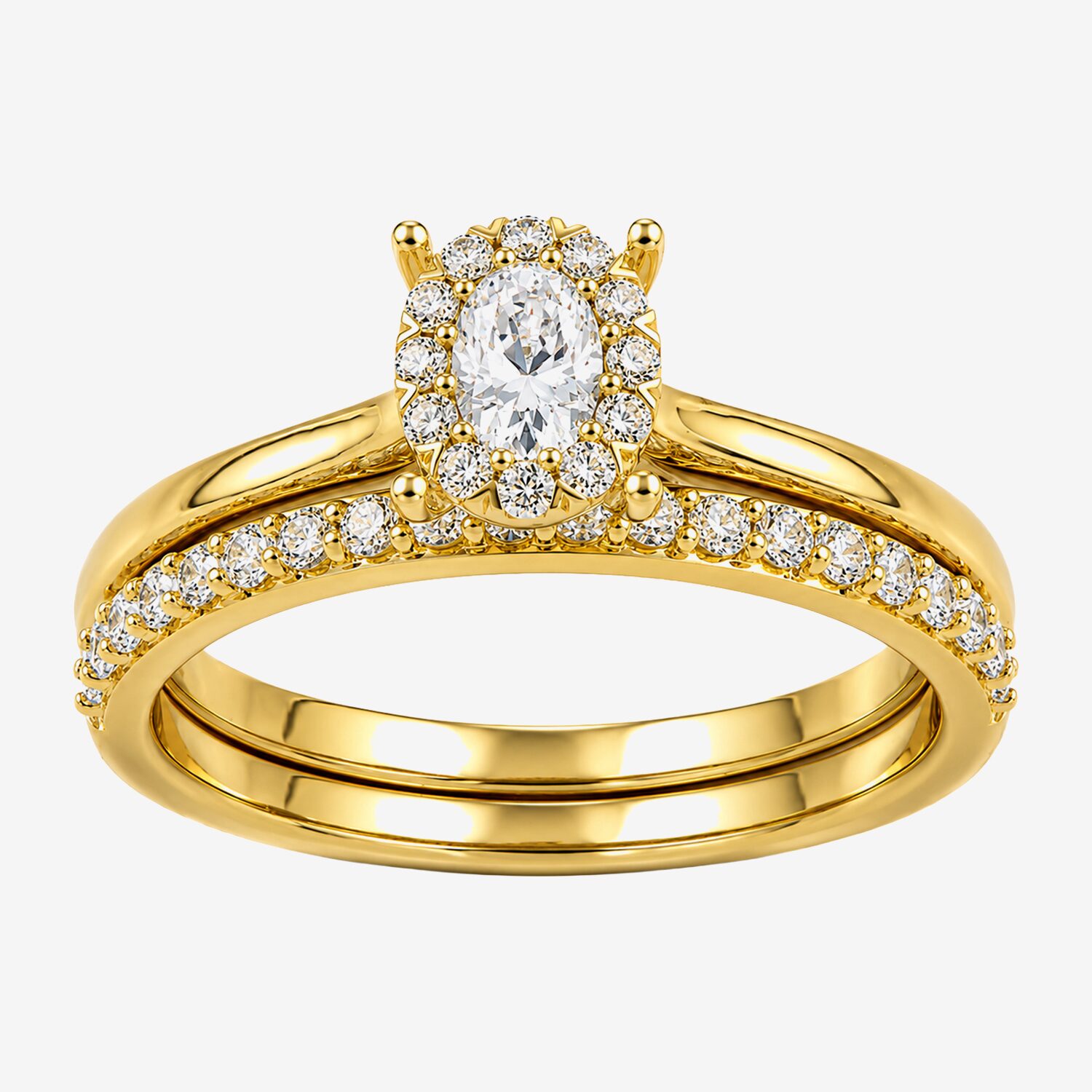 (H / I1-I2) Womens 1/2 CT. T.W. Lab Grown White Diamond Sterling Silver Oval Halo Bridal Set