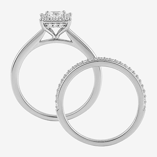 Surrounded by Love (H / I1-I2) Womens 3/4 CT. T.W. Lab Grown White Diamond Sterling Silver Halo Bridal Set