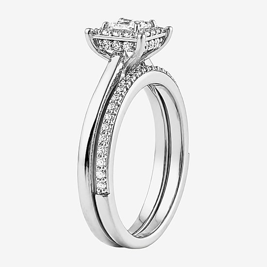 Surrounded by Love (H / I1-I2) Womens 3/4 CT. T.W. Lab Grown White Diamond Sterling Silver Halo Bridal Set