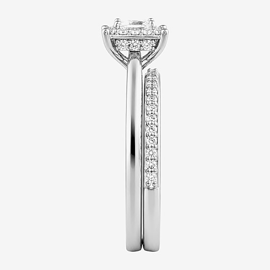 Surrounded by Love (H / I1-I2) Womens 3/4 CT. T.W. Lab Grown White Diamond Sterling Silver Halo Bridal Set