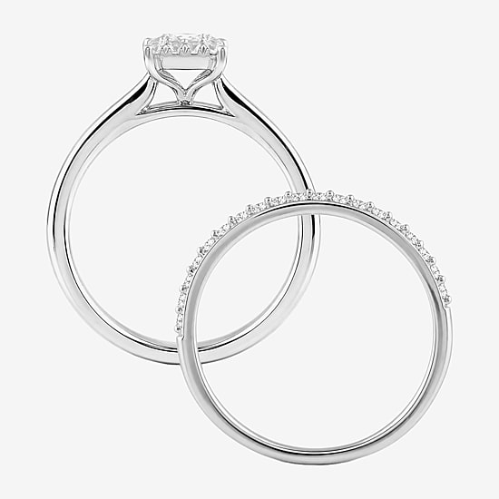 Surrounded by Love (H / I1-I2) Womens 1/2 CT. T.W. Lab Grown White Diamond Sterling Silver Halo Bridal Set