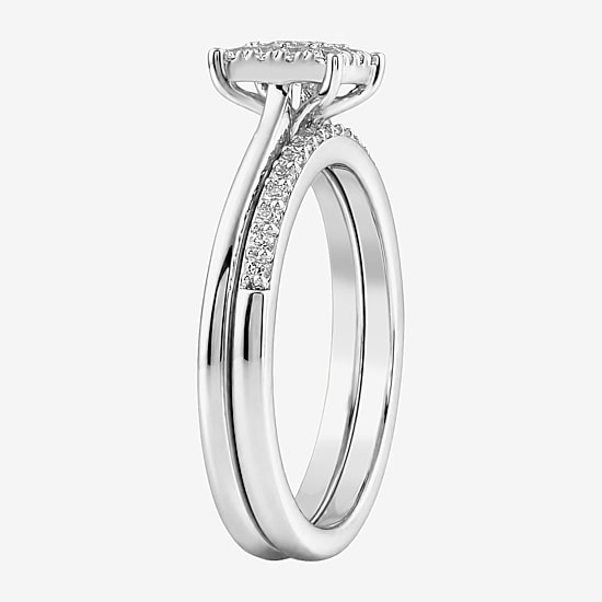 Surrounded by Love (H / I1-I2) Womens 1/2 CT. T.W. Lab Grown White Diamond Sterling Silver Halo Bridal Set