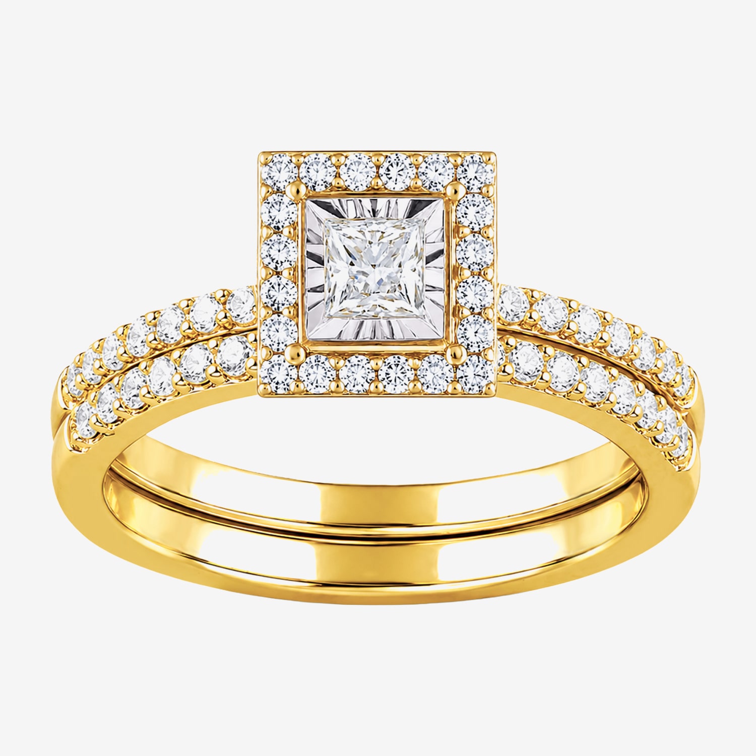 (H / I1-I2) Womens 5/8 CT. T.W. Lab Grown White Diamond Sterling Silver Side Stone Bridal Set