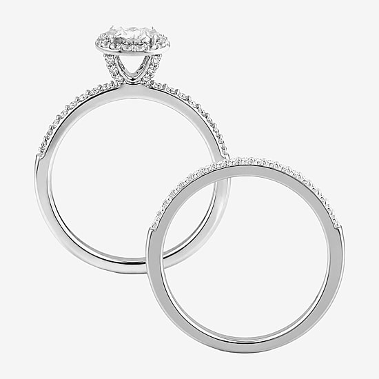 Surrounded by Love (H / I1-I2) Womens 5/8 CT. T.W. Lab Grown White Diamond Sterling Silver Round Side Stone Bridal Set