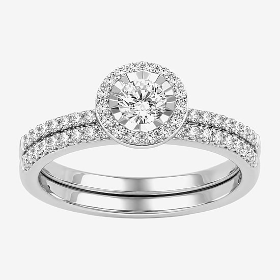 Surrounded by Love (H / I1-I2) Womens 5/8 CT. T.W. Lab Grown White Diamond Sterling Silver Round Side Stone Bridal Set