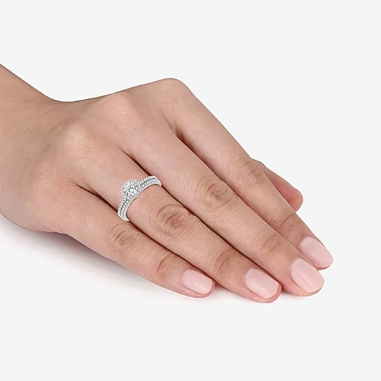 Surrounded by Love (H / I1-I2) Womens 5/8 CT. T.W. Lab Grown White Diamond Sterling Silver Round Side Stone Bridal Set