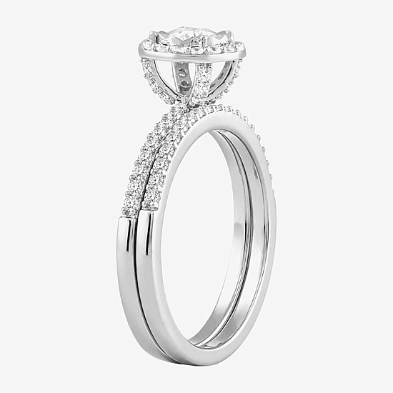 Surrounded by Love (H / I1-I2) Womens 5/8 CT. T.W. Lab Grown White Diamond Sterling Silver Round Side Stone Bridal Set