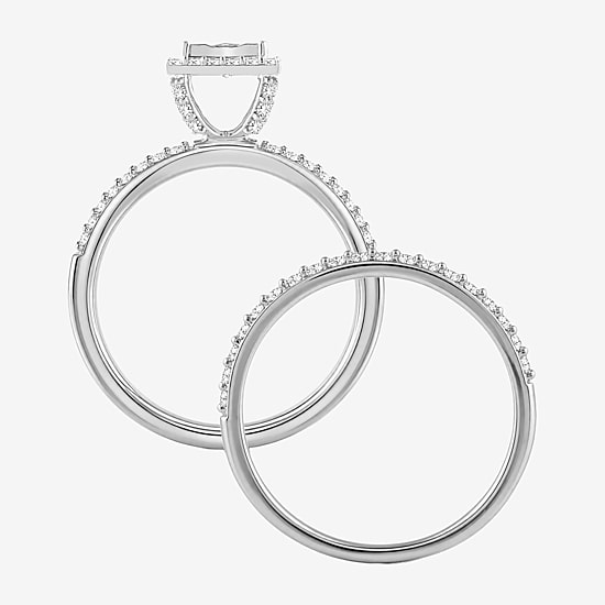 Surrounded by Love (H / I1-I2) Womens 5/8 CT. T.W. Lab Grown White Diamond Sterling Silver Side Stone Bridal Set