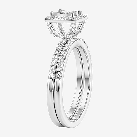 Surrounded by Love (H / I1-I2) Womens 5/8 CT. T.W. Lab Grown White Diamond Sterling Silver Side Stone Bridal Set
