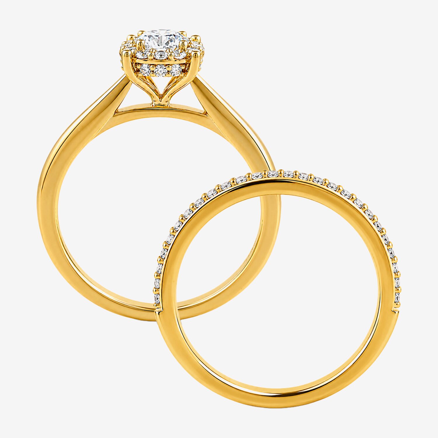 Surrounded by Love (H / I1-I2) Womens 3/4 CT. T.W. Lab Grown White Diamond Sterling Silver Round Side Stone Halo Bridal Set