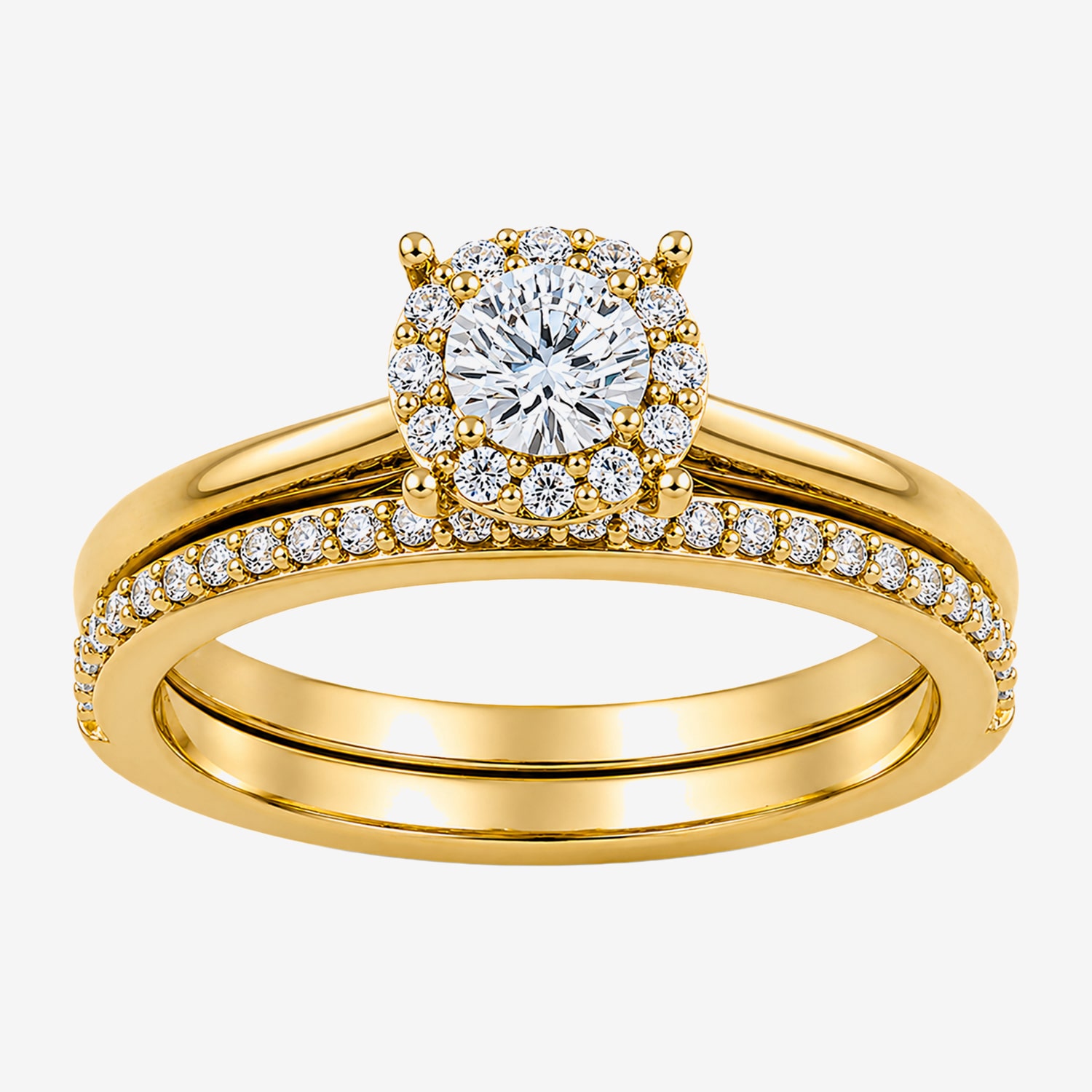 Surrounded by Love (H / I1-I2) Womens 3/4 CT. T.W. Lab Grown White Diamond Sterling Silver Round Side Stone Halo Bridal Set