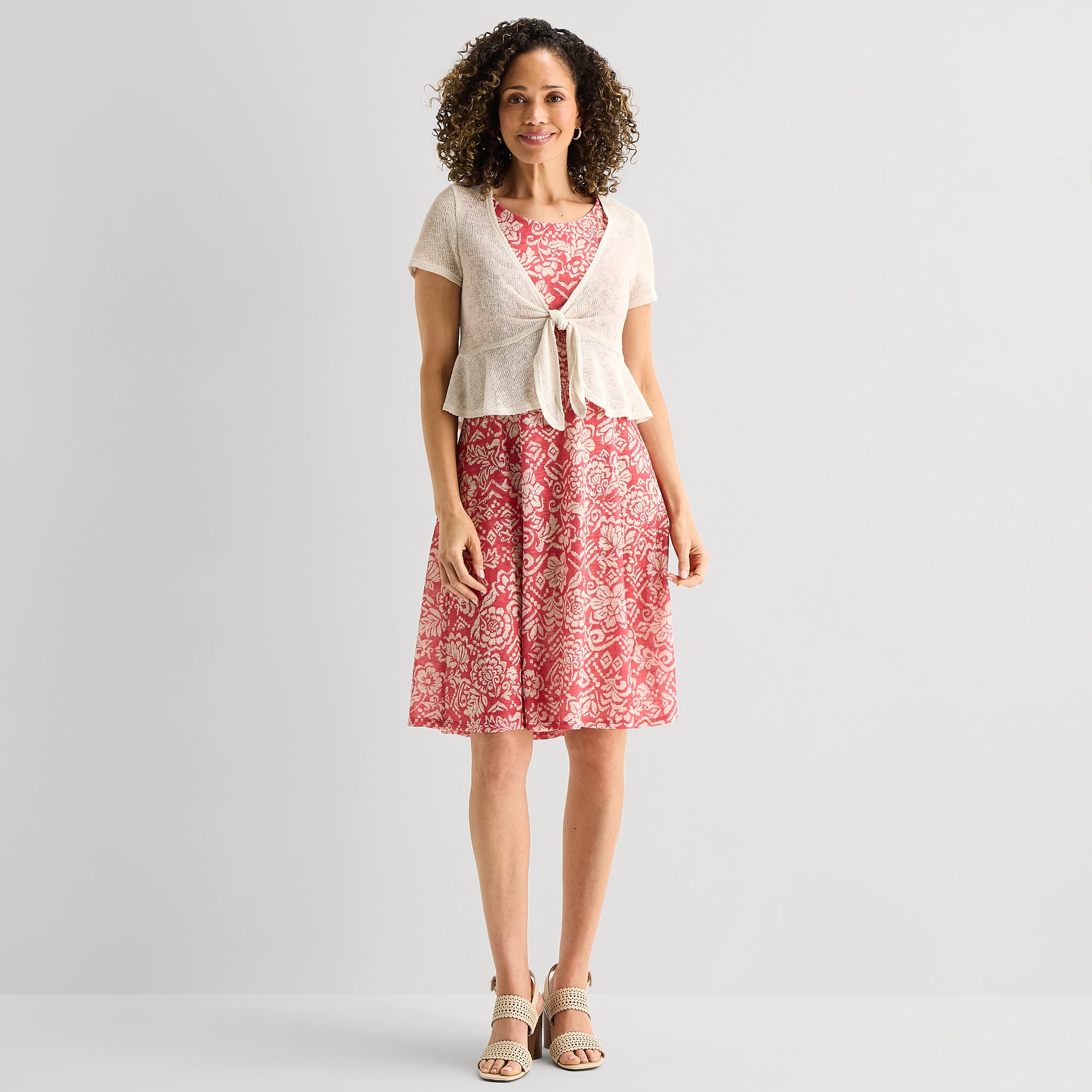 Perceptions Womens Floral Jacket Dress