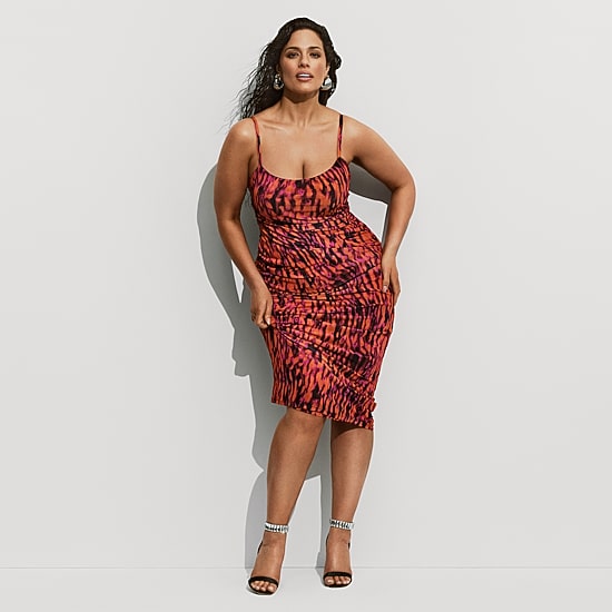 Ashley Graham Women's Plus Ruched Bodycon Midi Dress