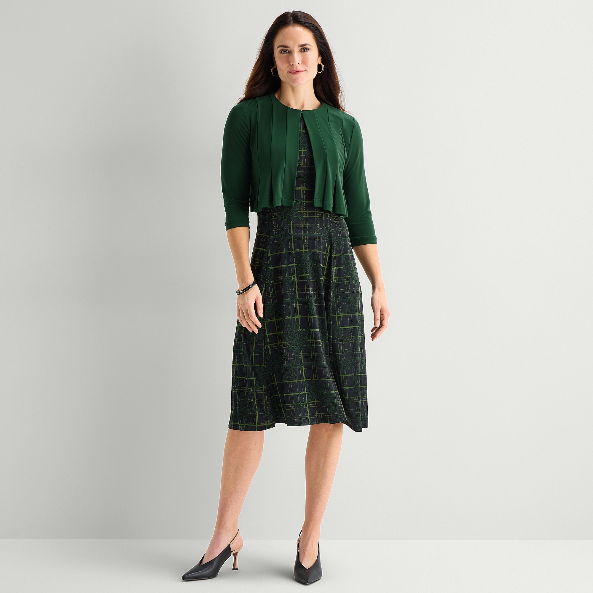 Danny & Nicole Womens Midi Floral Jacket Dress