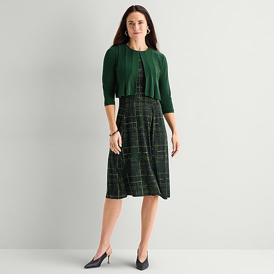 Danny & Nicole Womens Midi Floral Jacket Dress