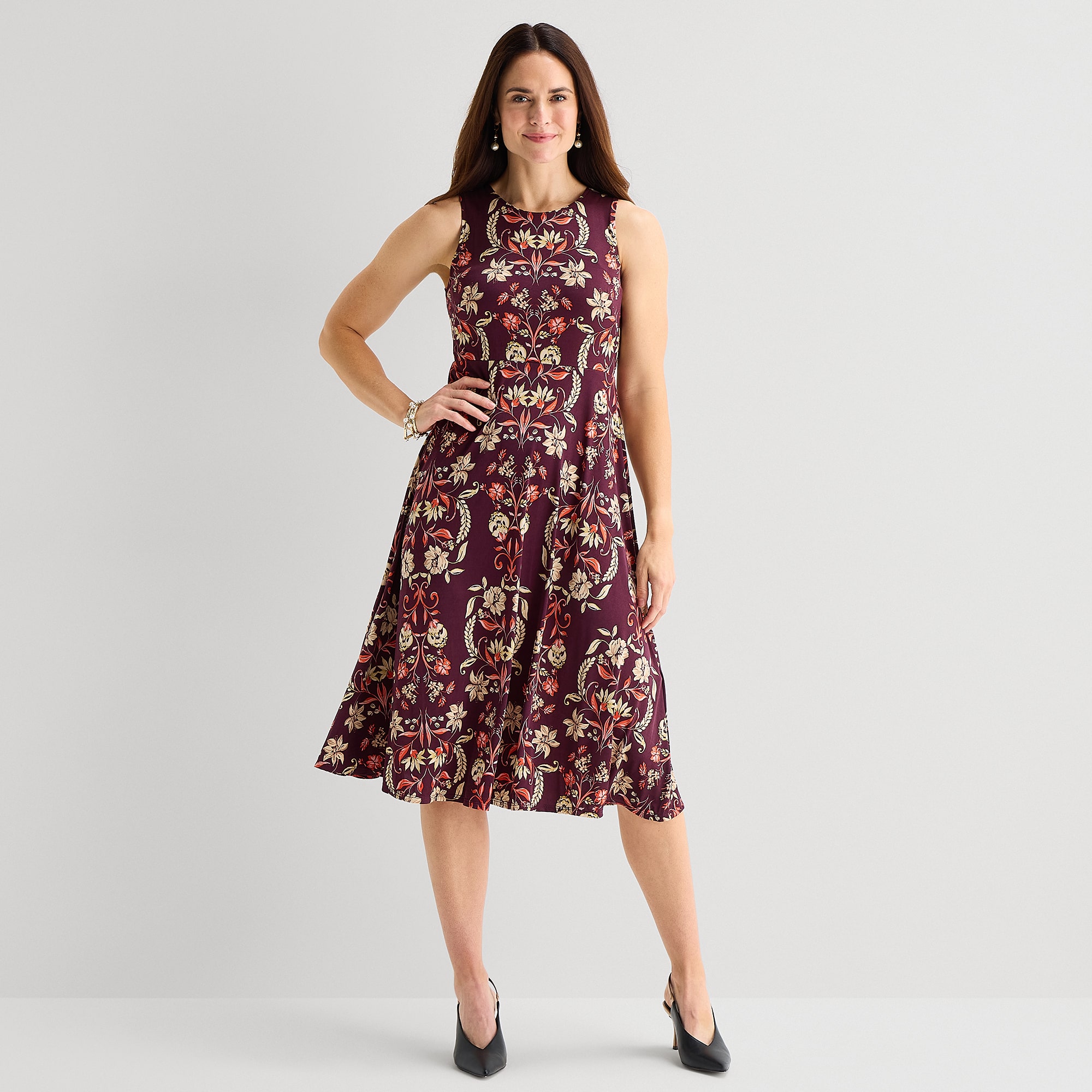Danny & Nicole Womens Midi Floral Jacket Dress