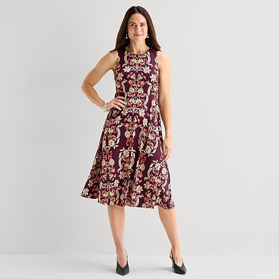 Danny & Nicole Womens Midi Floral Jacket Dress