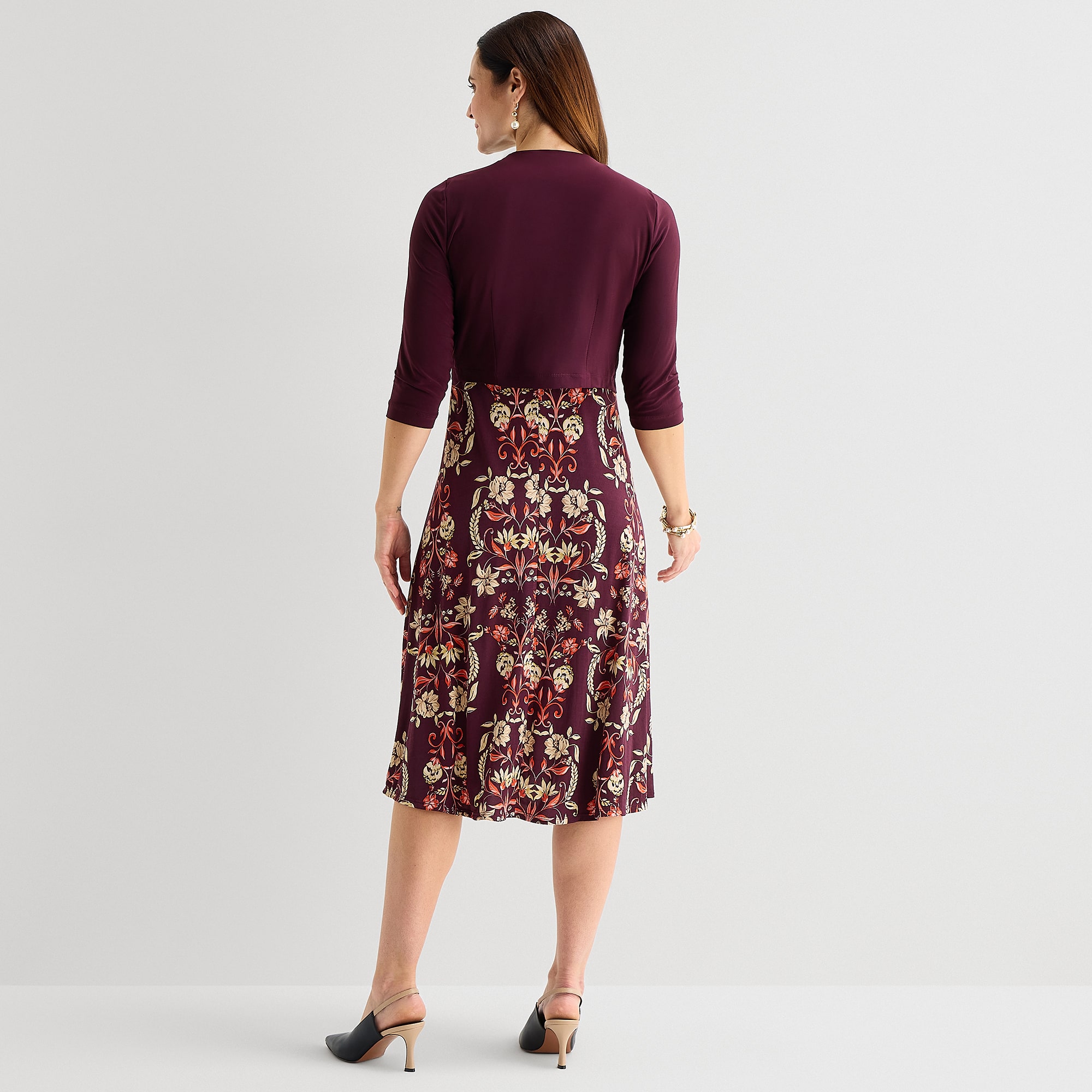 Danny & Nicole Womens Midi Floral Jacket Dress
