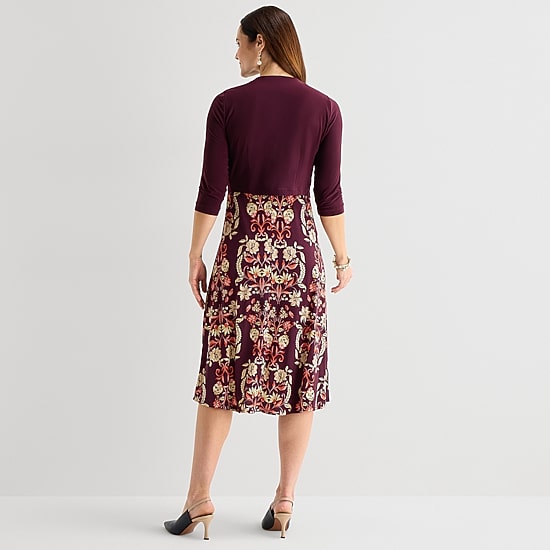 Danny & Nicole Womens Midi Floral Jacket Dress