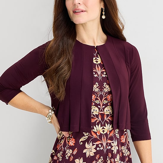 Danny & Nicole Womens Midi Floral Jacket Dress