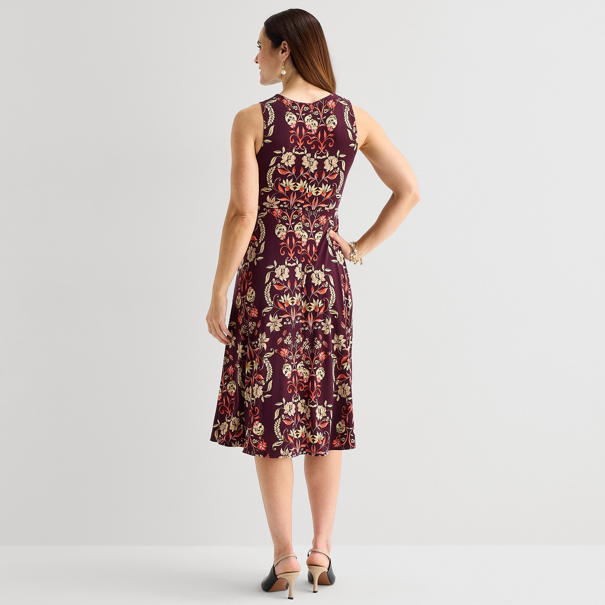 Danny & Nicole Womens Midi Floral Jacket Dress