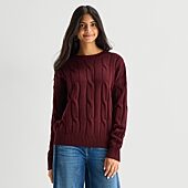 Arizona Juniors Womens Crew Neck Long Sleeve Pullover Sweater