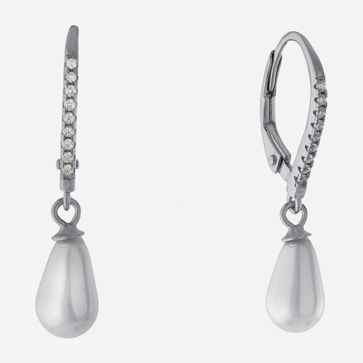 Silver Treasures Womens Simulated Pearl Sterling Silver Round Drop Earrings
