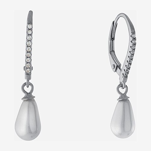 Silver Treasures Womens Simulated Pearl Sterling Silver Round Drop Earrings, One Size