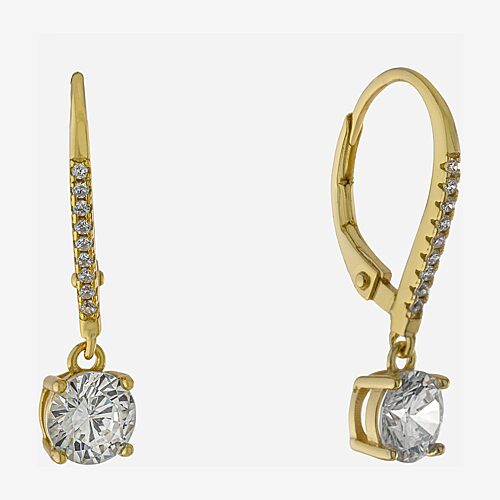 Silver Treasures Womens Cubic Zirconia 14K Gold Over Silver Drop Earrings, One Size