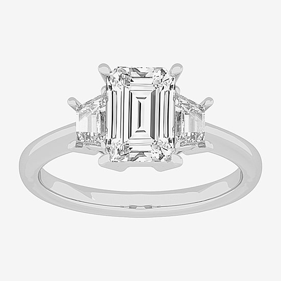 (G-H / Si1-Si2) Womens 4 CT. T.W. Lab Grown White Diamond 14K Gold 3-Stone Engagement Ring
