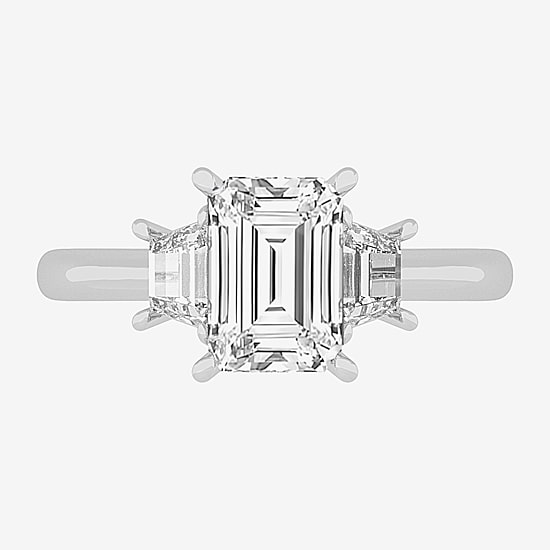(G-H / Si1-Si2) Womens 4 CT. T.W. Lab Grown White Diamond 14K Gold 3-Stone Engagement Ring