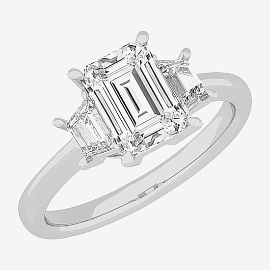 (G-H / Si1-Si2) Womens 4 CT. T.W. Lab Grown White Diamond 14K Gold 3-Stone Engagement Ring