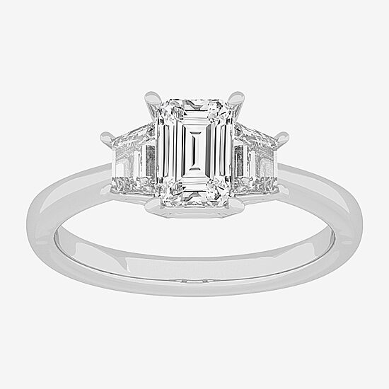(G-H / Si1-Si2) Womens 1 1/2 CT. T.W. Lab Grown White Diamond 14K Gold 3-Stone Engagement Ring