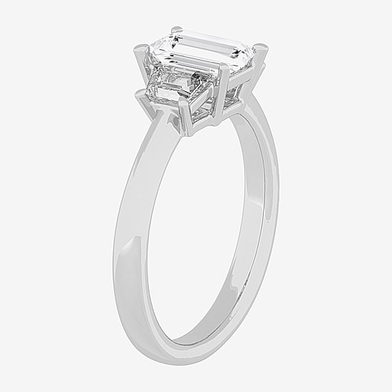 (G-H / Si1-Si2) Womens 1 1/2 CT. T.W. Lab Grown White Diamond 14K Gold 3-Stone Engagement Ring