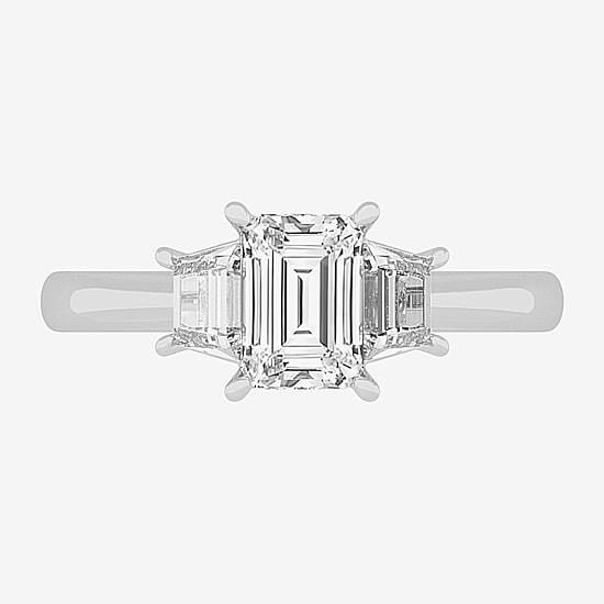 (G-H / Si1-Si2) Womens 1 1/2 CT. T.W. Lab Grown White Diamond 14K Gold 3-Stone Engagement Ring