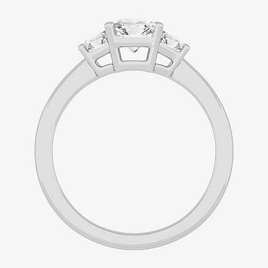 (G-H / Si1-Si2) Womens 1 1/2 CT. T.W. Lab Grown White Diamond 14K Gold 3-Stone Engagement Ring