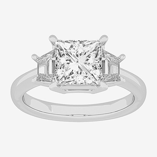 (G-H / Si1-Si2) Womens 2 3/4 CT. T.W. Lab Grown White Diamond 14K Gold 3-Stone Engagement Ring