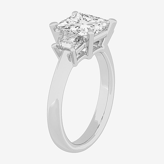 (G-H / Si1-Si2) Womens 2 3/4 CT. T.W. Lab Grown White Diamond 14K Gold 3-Stone Engagement Ring