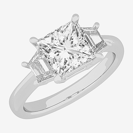 (G-H / Si1-Si2) Womens 2 3/4 CT. T.W. Lab Grown White Diamond 14K Gold 3-Stone Engagement Ring